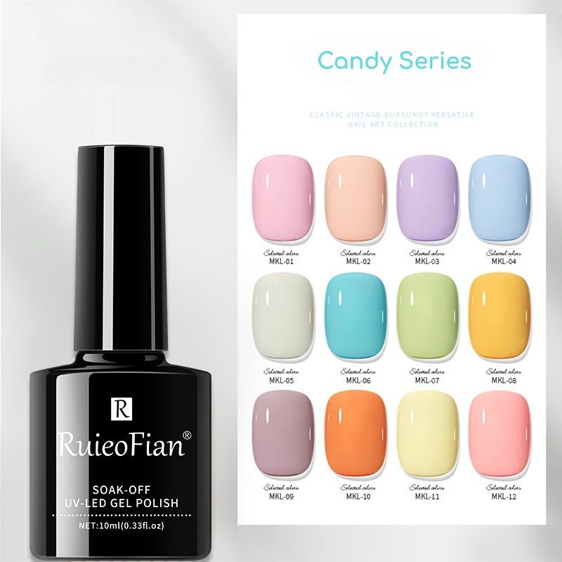 Gel Polish 15ML Jelly Sheer Pastel Light Milky  Macaron Color Art Nail Polish Art Starter High Gloss Professional Manicure Salon DIY at Home for Women Baby Blue purple Violet Nude Pink