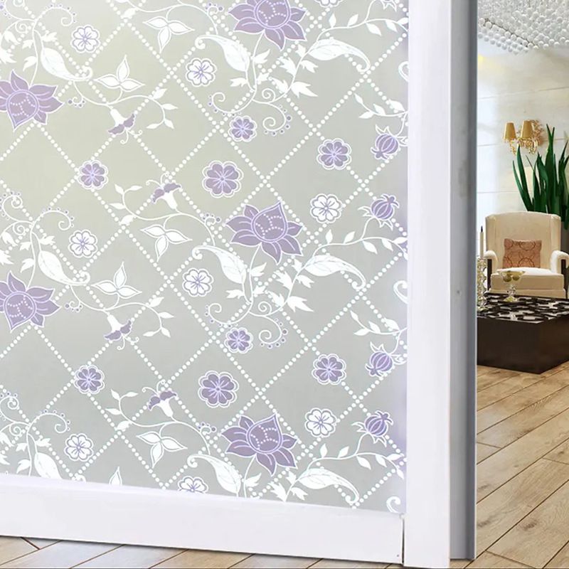 Decorative Window Film Etched Floral,Privacy Door Film,Static Cling Glass Film,No Glue Stained Glass Anti UV Window Paper Frosted Glass Film for Bathroom,Office,Meeting Room,Bedroom