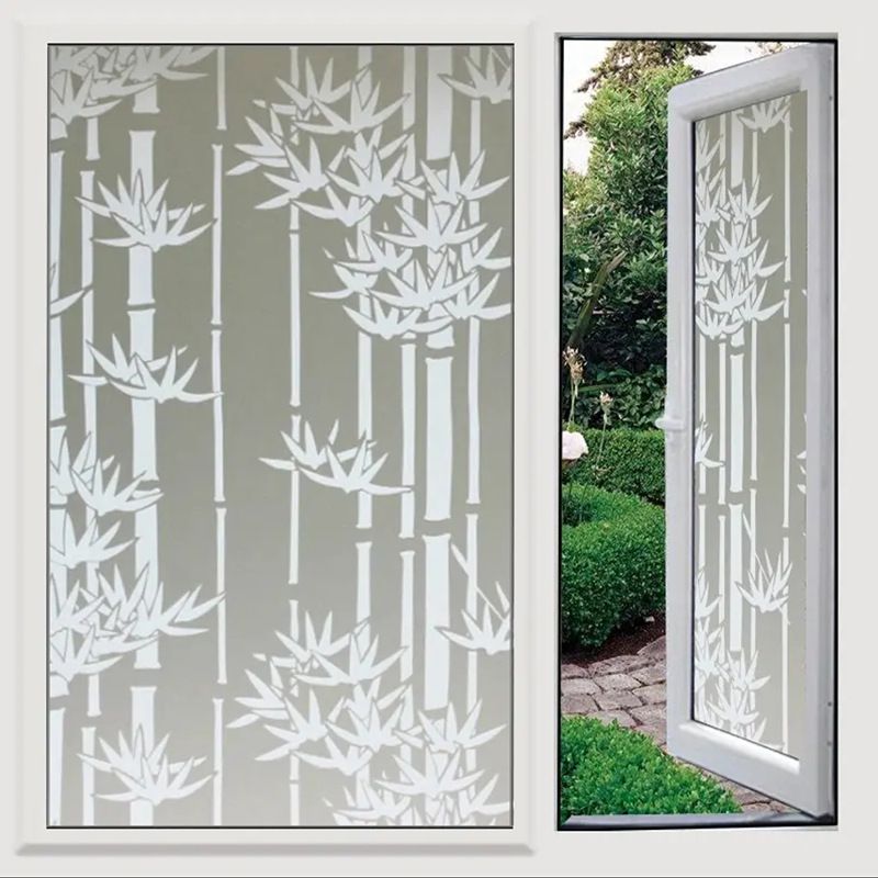Decorative Window Film Etched Floral,Privacy Door Film,Static Cling Glass Film,No Glue Stained Glass Anti UV Window Paper Frosted Glass Film for Bathroom,Office,Meeting Room,Bedroom
