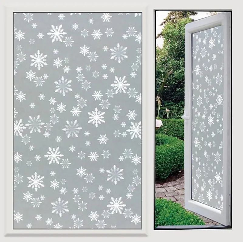 Decorative Window Film Etched Floral,Privacy Door Film,Static Cling Glass Film,No Glue Stained Glass Anti UV Window Paper Frosted Glass Film for Bathroom,Office,Meeting Room,Bedroom