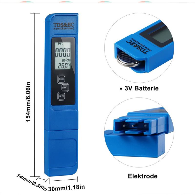 Digital TDS EC Meter Kits, Accuracy Water Quality Tester, Accurate and Reliable, TDS Meter, EC Meter & Temperature Meter 3 in 1 for Hydroponics, Drinking Water, Aquariums, Pool and Aquarium
