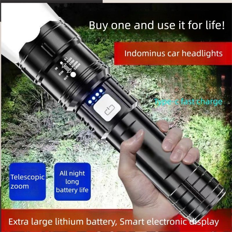 Super Bright Flashlight with Digital Power Display High Lumen Rechargeable LED Flashlight, Waterproof,USB Output Power Bank,Tactical Flashlight for Camping, Hiking, Emergencies,Outdoor, Hunting