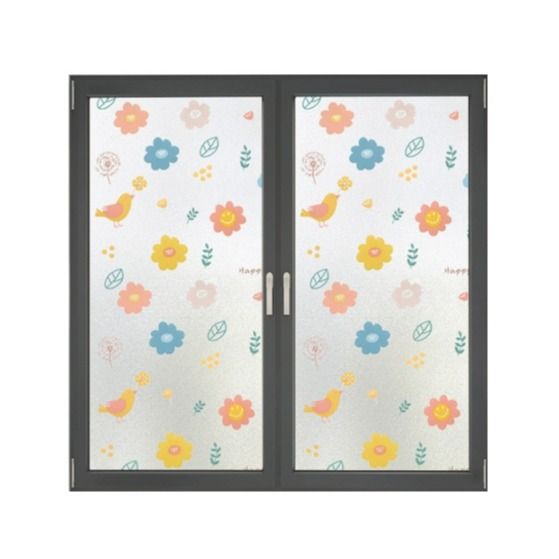 Window Privacy Film, 3D Frosted Stained Glass Film, Vinyl Decorative Window Decals, Static Clings Window Film No-Glue Removable Decals UV Protection Sun Blocking Non Adhesive Window Stickers for Home