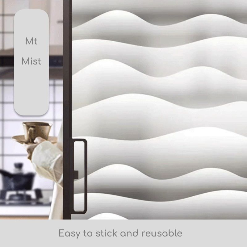 Window Privacy Film, 3D Frosted Stained Glass Film, Vinyl Decorative Window Decals, Static Clings Window Film No-Glue Removable Decals UV Protection Sun Blocking Non Adhesive Window Stickers for Home