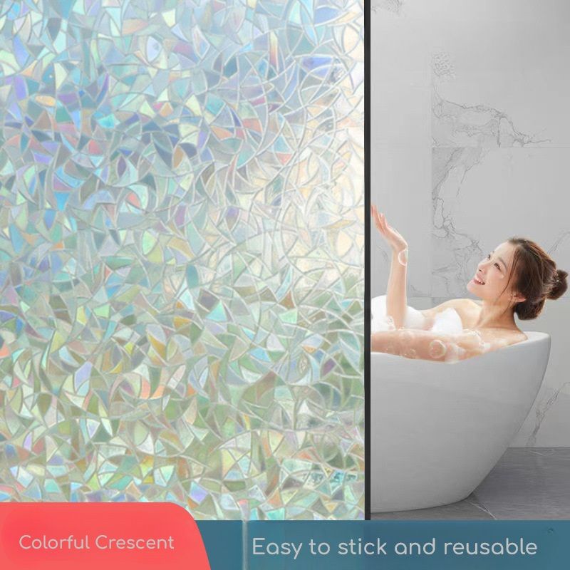 Window Privacy Film, 3D Frosted Stained Glass Film, Vinyl Decorative Window Decals, Static Clings Window Film No-Glue Removable Decals UV Protection Sun Blocking Non Adhesive Window Stickers for Home