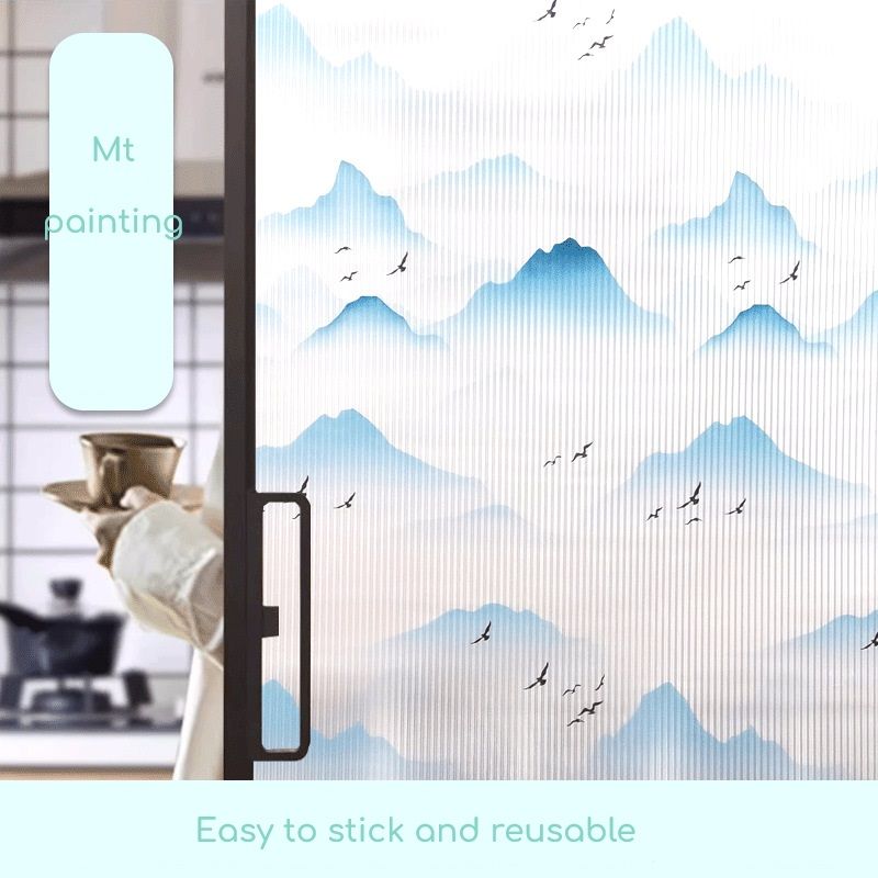 Window Privacy Film, 3D Frosted Stained Glass Film, Vinyl Decorative Window Decals, Static Clings Window Film No-Glue Removable Decals UV Protection Sun Blocking Non Adhesive Window Stickers for Home