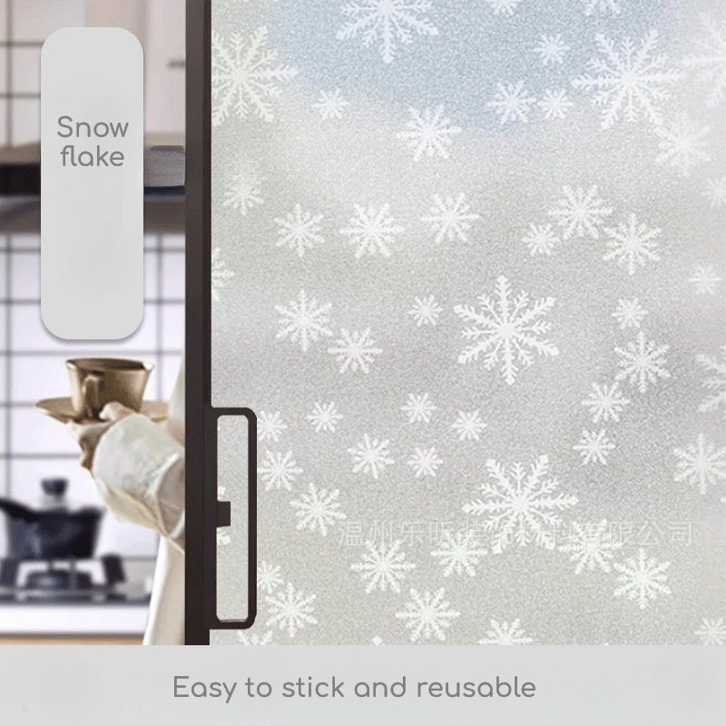 Window Privacy Film, 3D Frosted Stained Glass Film, Vinyl Decorative Window Decals, Static Clings Window Film No-Glue Removable Decals UV Protection Sun Blocking Non Adhesive Window Stickers for Home