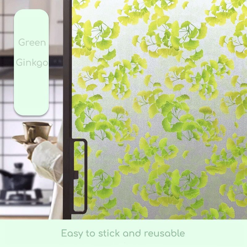 Window Privacy Film, 3D Frosted Stained Glass Film, Vinyl Decorative Window Decals, Static Clings Window Film No-Glue Removable Decals UV Protection Sun Blocking Non Adhesive Window Stickers for Home