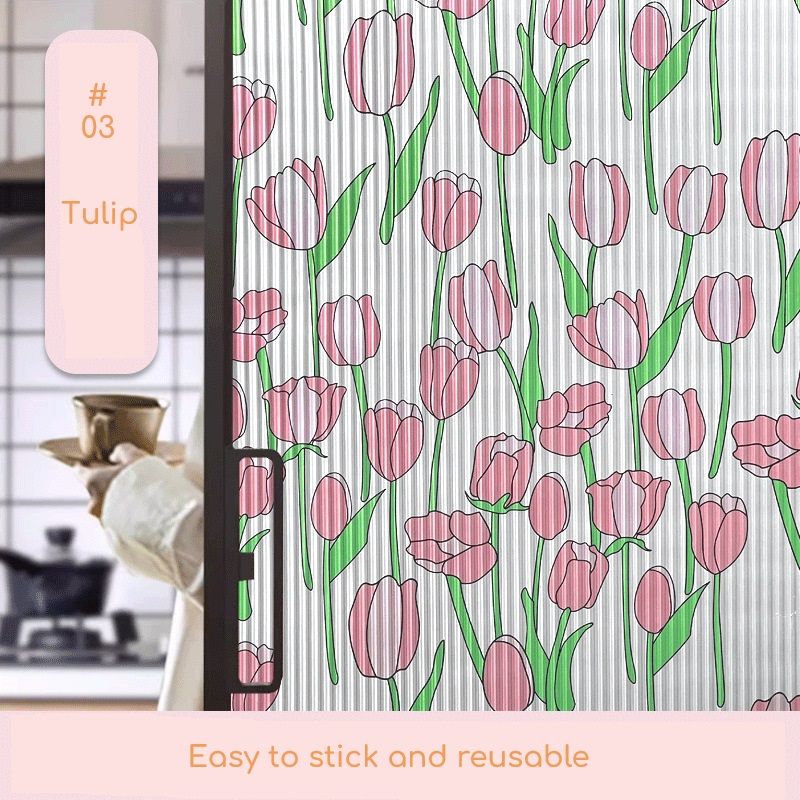 Window Privacy Film, 3D Frosted Stained Glass Film, Vinyl Decorative Window Decals, Static Clings Window Film No-Glue Removable Decals UV Protection Sun Blocking Non Adhesive Window Stickers for Home