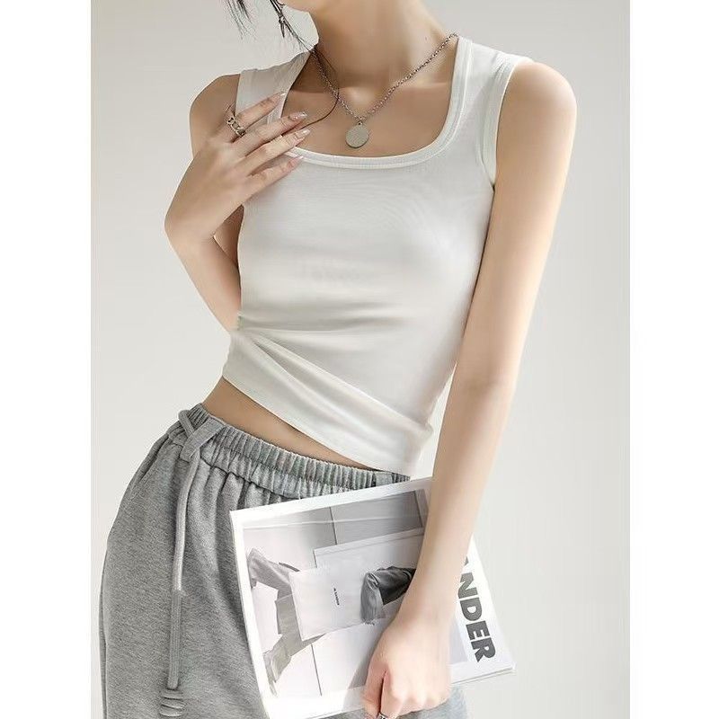 Womens Tank Tops Scoop Neck Ribbed Sleeveless Top Casual Basic Slim Fitted Knit Cami Tee Shirts Class Camisole for Women,  Airy Soft Comfy Tank Tops Cami Undershirt