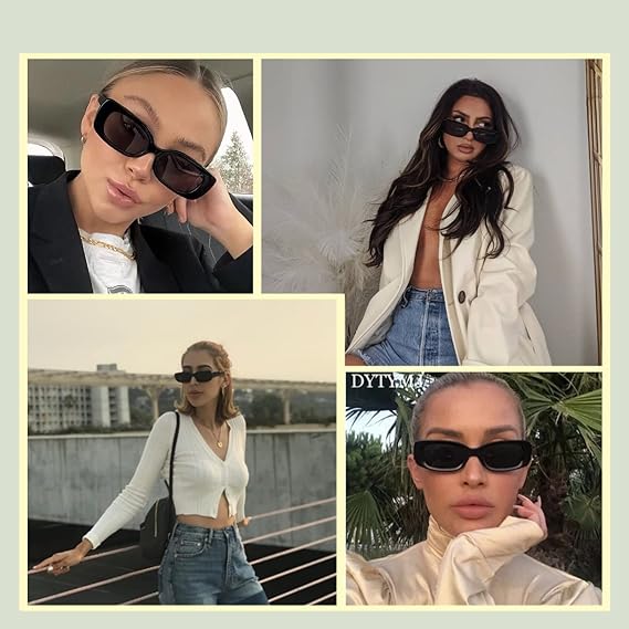 Women's Polarized Rectangle Sunglasses for Women Men Trendy Y2k Retro Driving Glasses 90's Vintage Fashion UV400 Protection Cool Narrow Square Frame