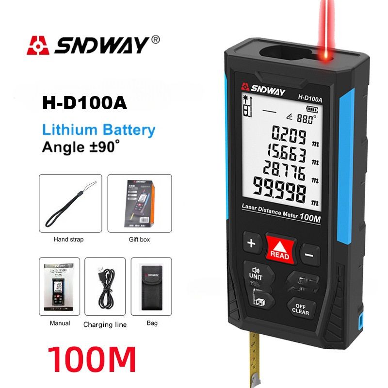 Digital Laser Distance Measure, Upgraded High-Accuracy Laser Measuring Tool, Electronic Tape Measure 2" Backlit LCD Display, Area/Volume/Indirect Measurement, in/Ft/Ft+in/M
