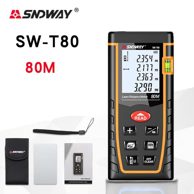 Digital Laser Distance Measure, Upgraded High-Accuracy Laser Measuring Tool, Electronic Tape Measure 2" Backlit LCD Display, Area/Volume/Indirect Measurement, in/Ft/Ft+in/M