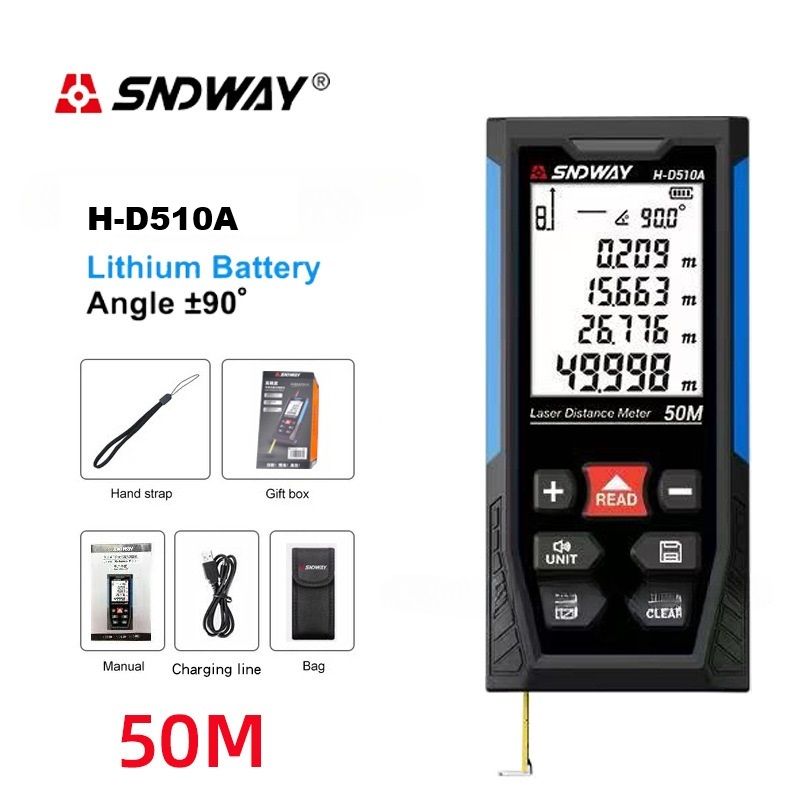 Digital Laser Distance Measure, Upgraded High-Accuracy Laser Measuring Tool, Electronic Tape Measure 2" Backlit LCD Display, Area/Volume/Indirect Measurement, in/Ft/Ft+in/M