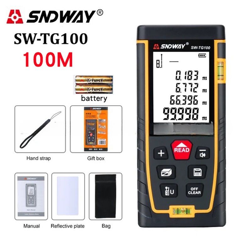 Digital Laser Distance Measure, Upgraded High-Accuracy Laser Measuring Tool, Electronic Tape Measure 2" Backlit LCD Display, Area/Volume/Indirect Measurement, in/Ft/Ft+in/M