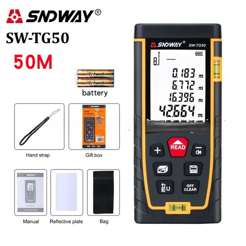 Digital Laser Distance Measure, Upgraded High-Accuracy Laser Measuring Tool, Electronic Tape Measure 2" Backlit LCD Display, Area/Volume/Indirect Measurement, in/Ft/Ft+in/M