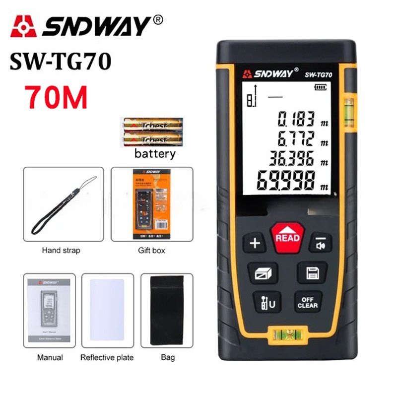 Digital Laser Distance Measure, Upgraded High-Accuracy Laser Measuring Tool, Electronic Tape Measure 2" Backlit LCD Display, Area/Volume/Indirect Measurement, in/Ft/Ft+in/M