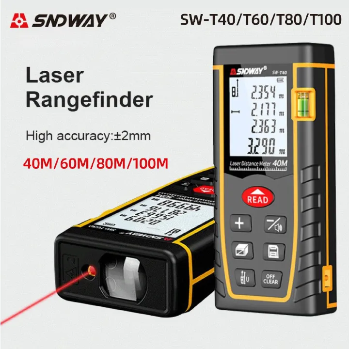 Digital Laser Distance Measure, Upgraded High-Accuracy Laser Measuring Tool, Electronic Tape Measure 2" Backlit LCD Display, Area/Volume/Indirect Measurement, in/Ft/Ft+in/M