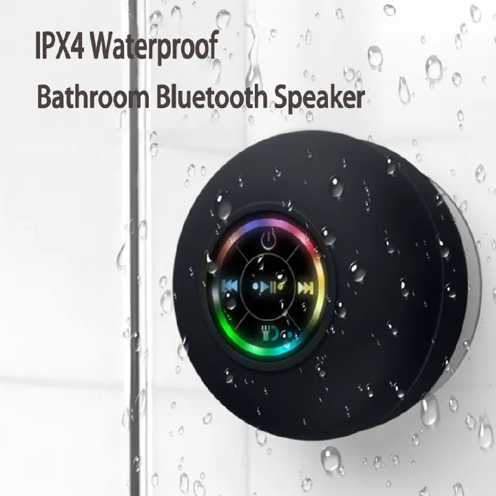 Waterproof Bluetooth Shower Speaker with LED, IPX4 Portable Wireless Hands-Free Mini Speaker, Portable Small Speakers, Floating, Suction Cup for Home, Beach, Pool, Kayak, Hiking, Boat Accessories