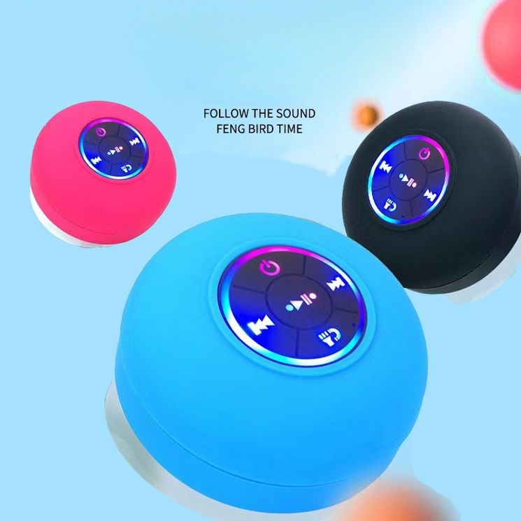 Waterproof Bluetooth Shower Speaker with LED, IPX4 Portable Wireless Hands-Free Mini Speaker, Portable Small Speakers, Floating, Suction Cup for Home, Beach, Pool, Kayak, Hiking, Boat Accessories
