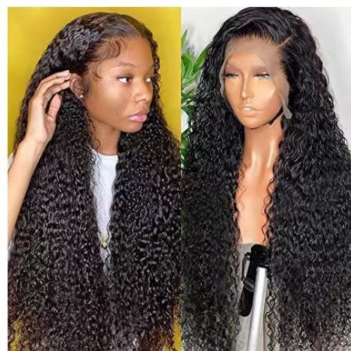Wigs Curly Deep Wave Density Grade Pre Plucked Short Water Wave Wig Natural Loose Wave Curtain Bangs Upgraded Bob Wig Transparent Kinky Afro Wigs For Black Women