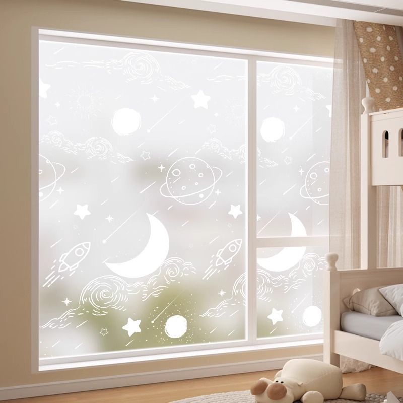 Window Privacy Film, Non-Adhesive Frosted Sun Heat Blocking Window Clings Easy to Apply & Removable Adhesive Reusable Door Stickers for Home Bathroom Office Decorative Stained Glass Window Film