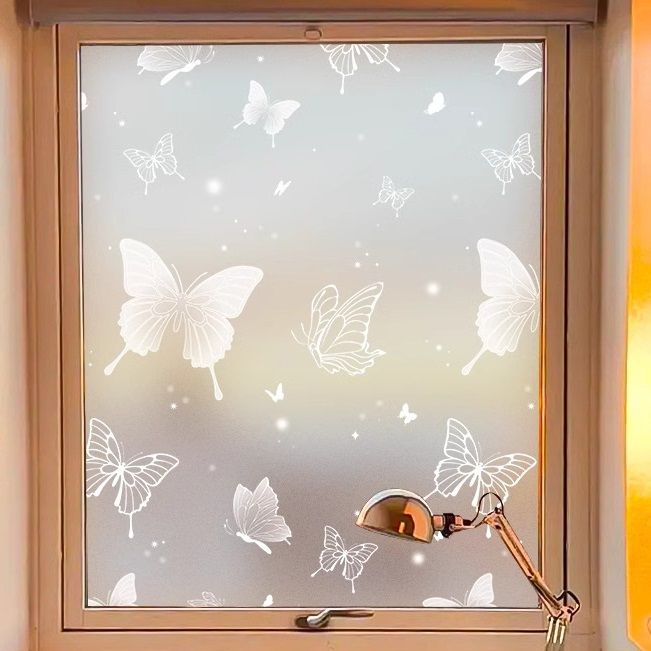 Window Privacy Film, Non-Adhesive Frosted Sun Heat Blocking Window Clings Easy to Apply & Removable Adhesive Reusable Door Stickers for Home Bathroom Office Decorative Stained Glass Window Film
