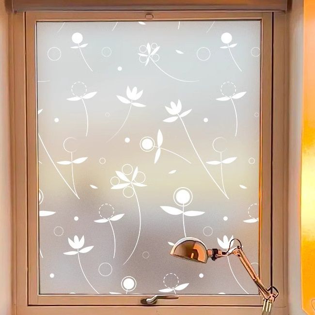 Window Privacy Film, Non-Adhesive Frosted Sun Heat Blocking Window Clings Easy to Apply & Removable Adhesive Reusable Door Stickers for Home Bathroom Office Decorative Stained Glass Window Film