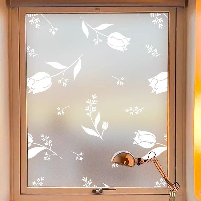 Window Privacy Film, Non-Adhesive Frosted Sun Heat Blocking Window Clings Easy to Apply & Removable Adhesive Reusable Door Stickers for Home Bathroom Office Decorative Stained Glass Window Film