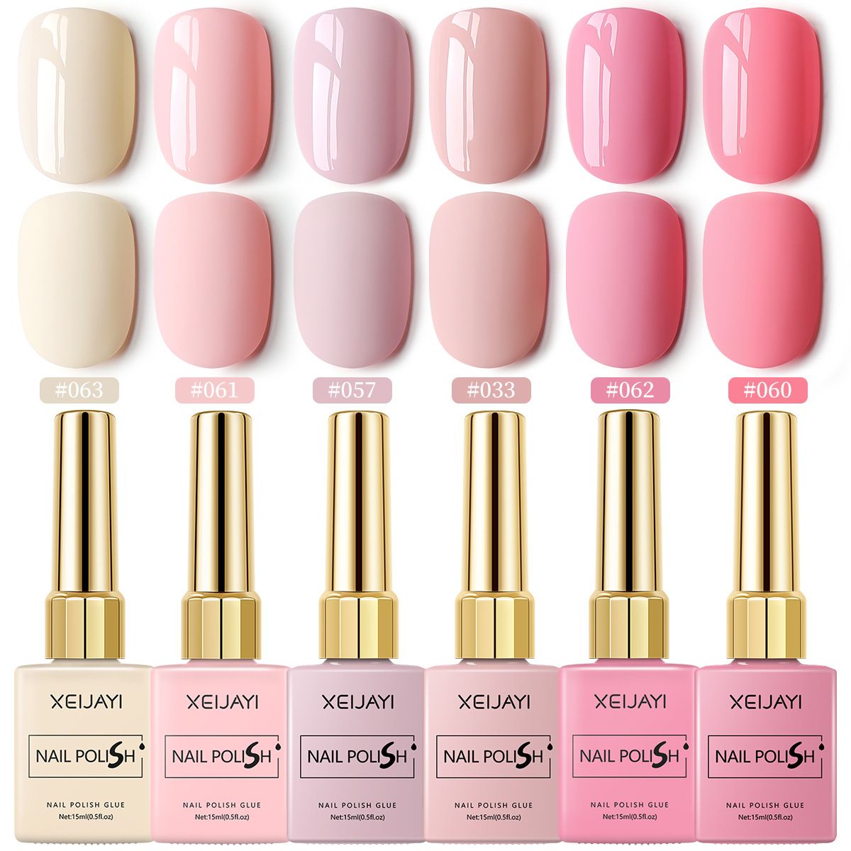 Nail Polish Set 6 Colors, Hot Pink Tones Neon Pink White Gel Polish Magenta Light Soft to Dark Quick Dry Natural Shine All Seasons Halloween LED Nail Art for Nail Lovers Gift Salon DIY Starter Kit