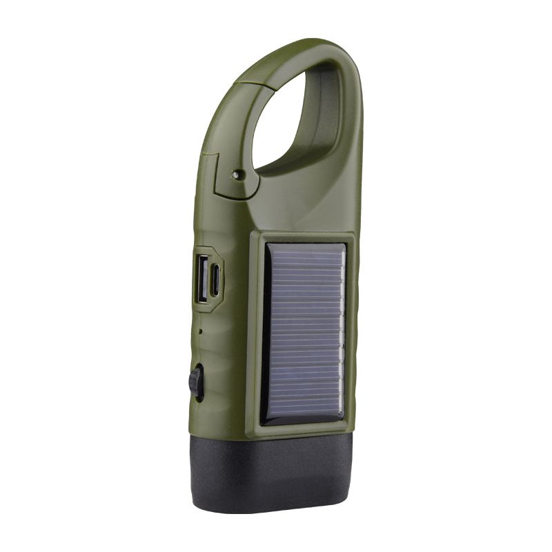 Hand Crank Solar Powered Flashlight, Emergency Rechargeable LED Flashlight with Dynamo Carbiner, Survival Flashlight, Quick Snap Carbiner Dynamo Flashlight Torch for Outdoor Sports