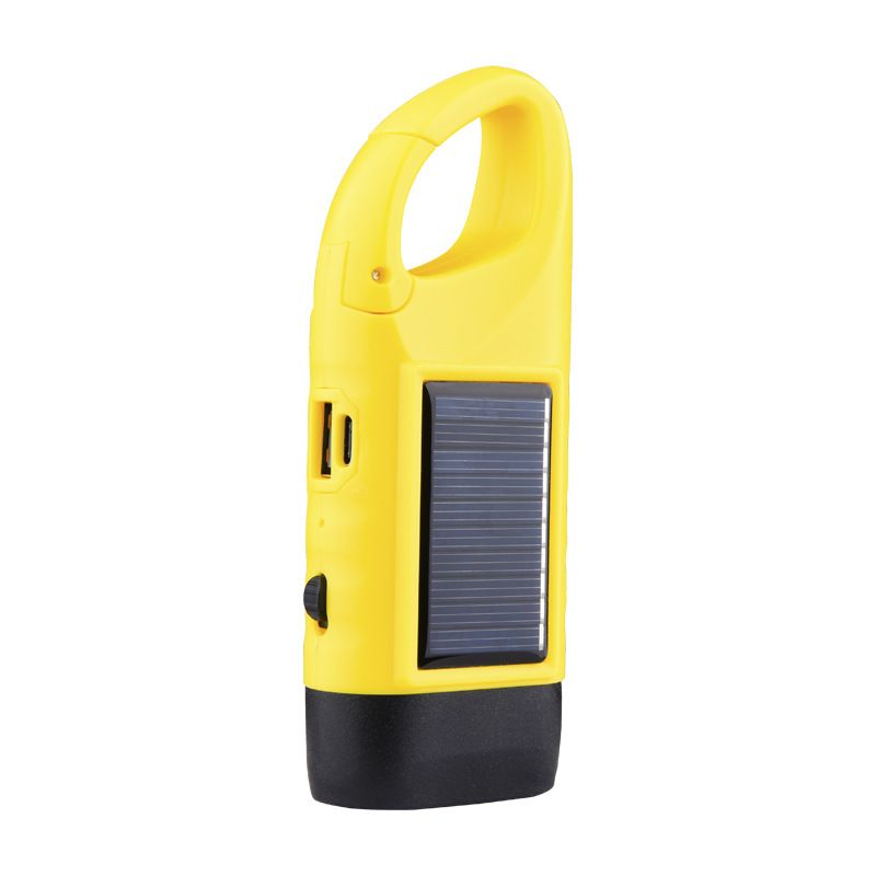 Hand Crank Solar Powered Flashlight, Emergency Rechargeable LED Flashlight with Dynamo Carbiner, Survival Flashlight, Quick Snap Carbiner Dynamo Flashlight Torch for Outdoor Sports