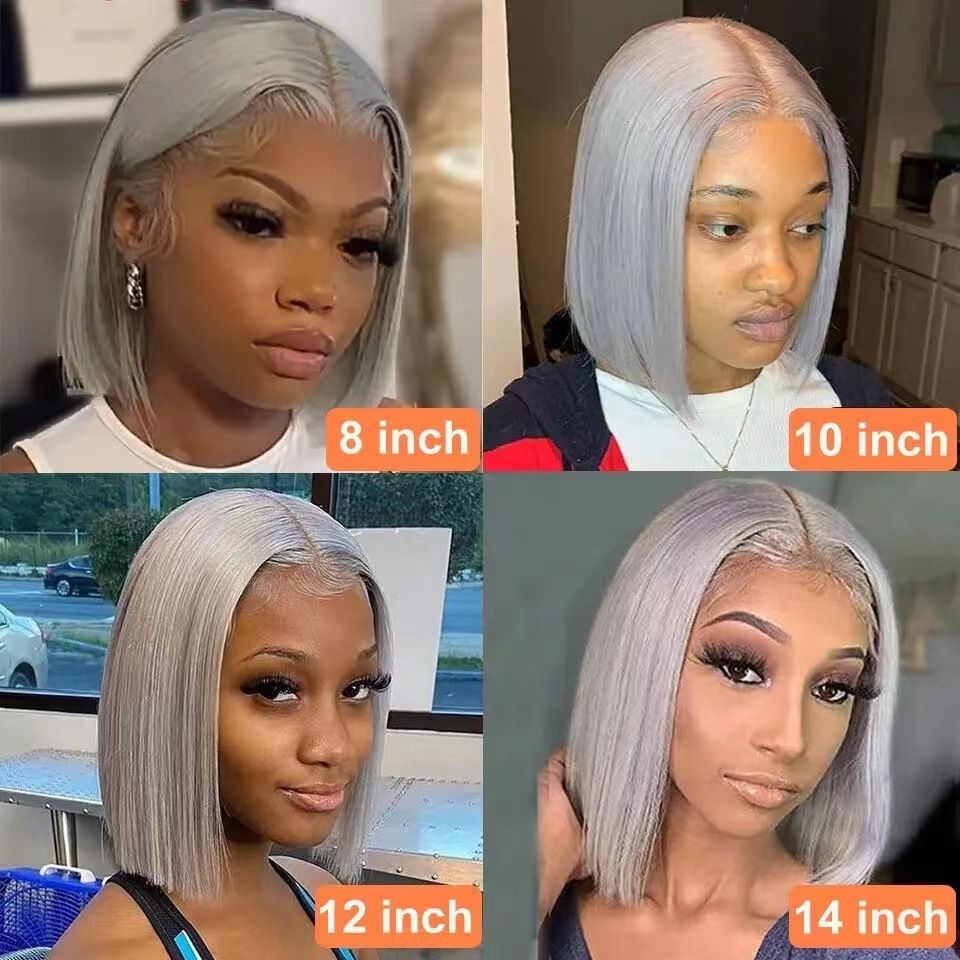 Wear and Go Bob Wig Straight Transparent Lace Front Closure Straight Wigs for Women