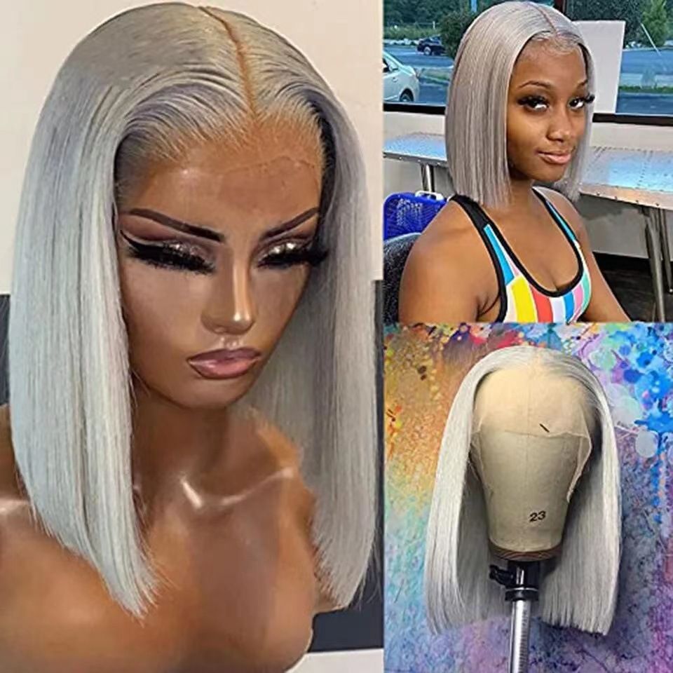 Wear and Go Bob Wig Straight Transparent Lace Front Closure Straight Wigs for Women