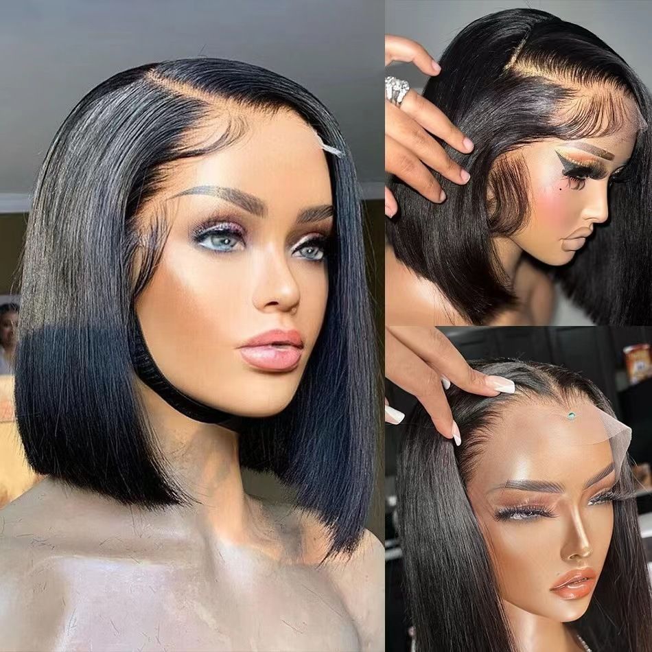 Wear and Go Bob Wig Straight Transparent Lace Front Closure Straight Wigs for Women