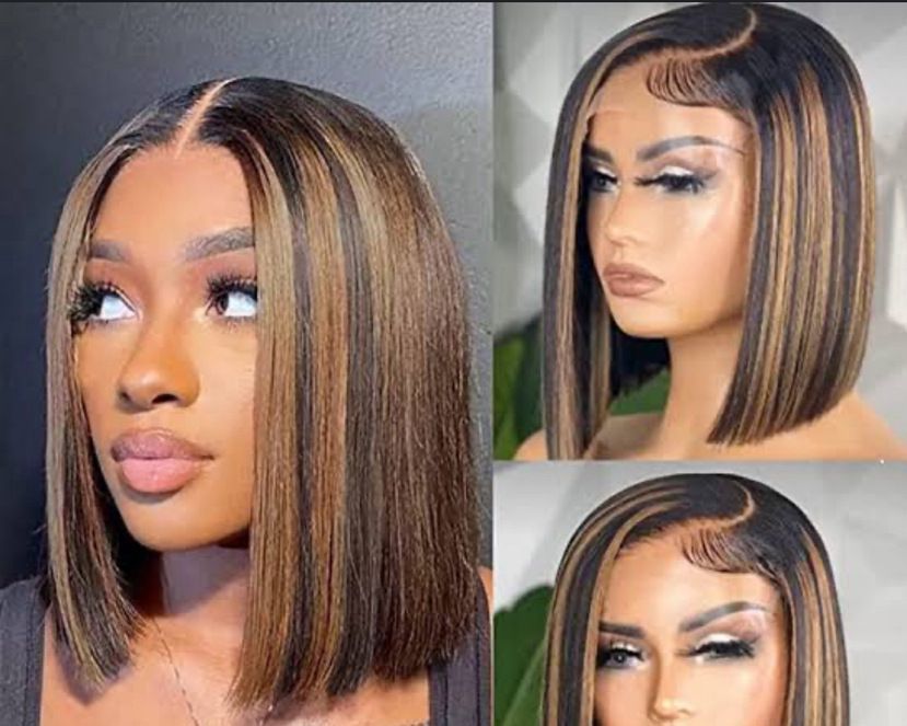 Wear and Go Bob Wig Straight Transparent Lace Front Closure Straight Wigs for Women