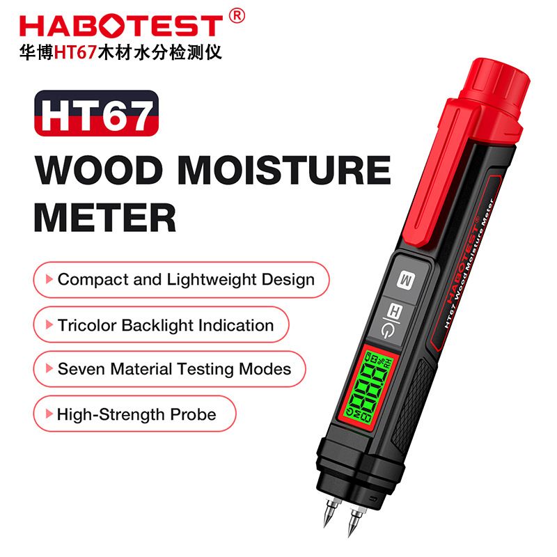 Digital Moisture Meter for Wood, Drywall Ceilings, Carpet & Flooring – Pin-Type Moisture Detector with Replaceable Pins, Hold Function & Custom Wood Settings Backlit LCD Display Water Leak Detector