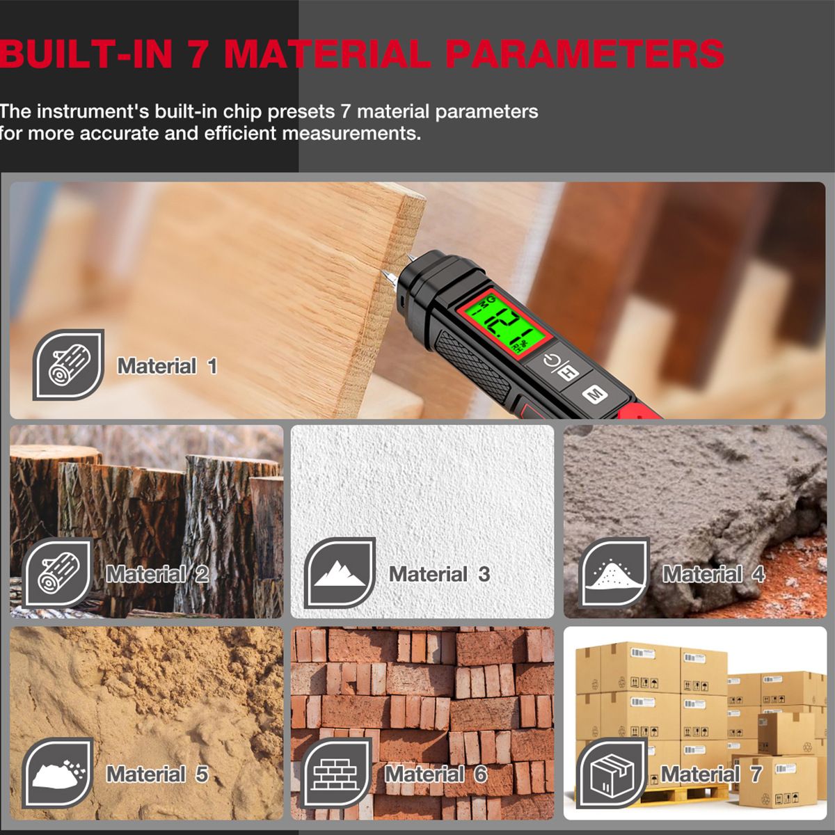 Digital Moisture Meter for Wood, Drywall Ceilings, Carpet & Flooring – Pin-Type Moisture Detector with Replaceable Pins, Hold Function & Custom Wood Settings Backlit LCD Display Water Leak Detector