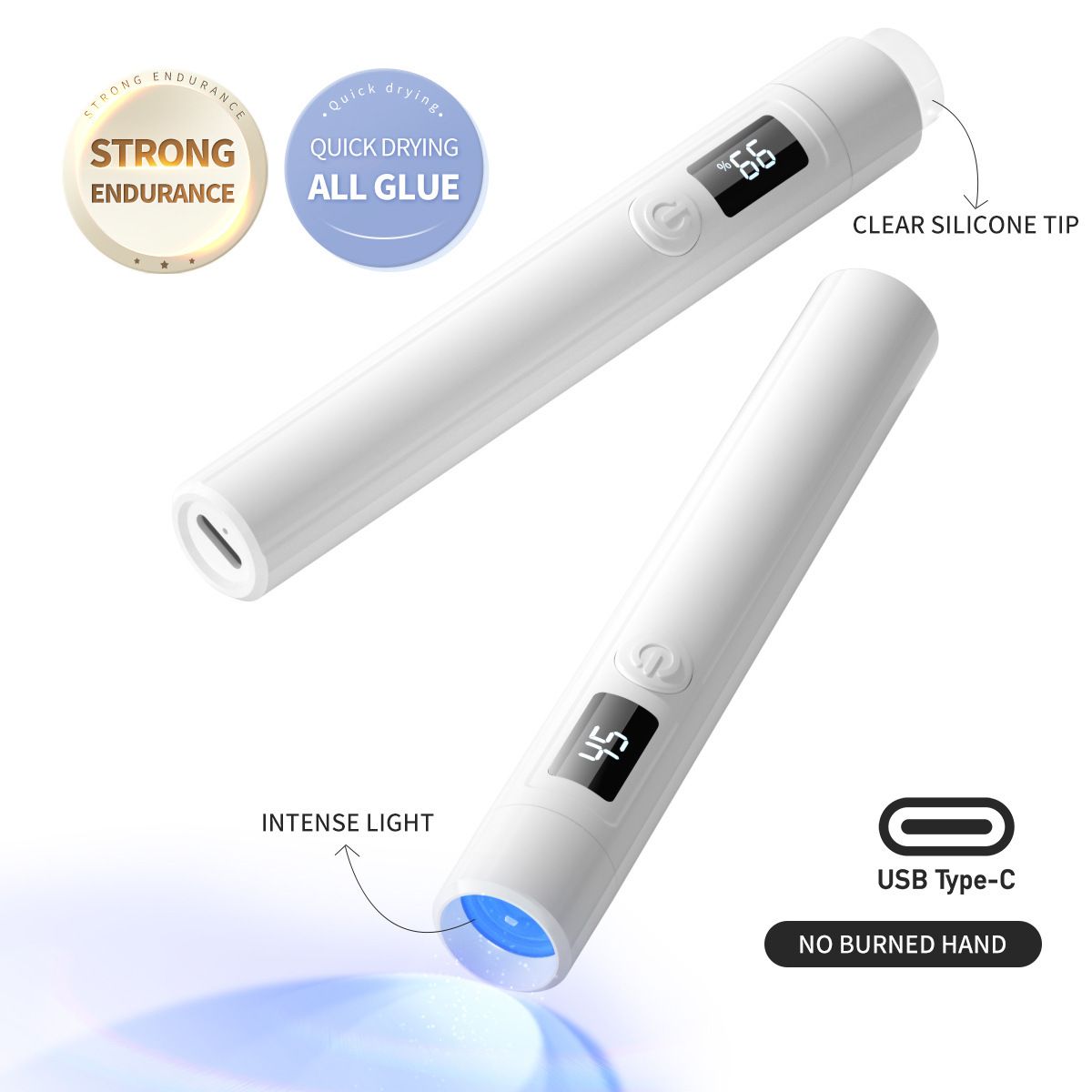 Handheld UV Light for Gel Nails, Mini Nail Lamp Rechargeable with LCD Display, Portable Manicure Uv Led Light Eye-Protective Cover Flash Cure Nail Dryer for Rhinestone Glue Decoration DIY at Home