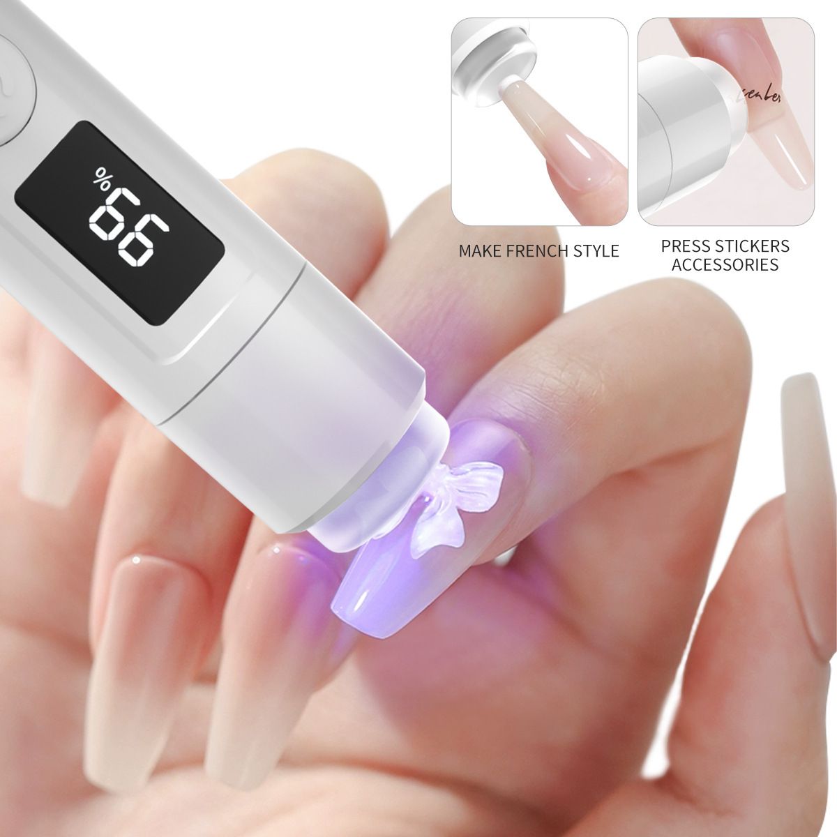 Handheld UV Light for Gel Nails, Mini Nail Lamp Rechargeable with LCD Display, Portable Manicure Uv Led Light Eye-Protective Cover Flash Cure Nail Dryer for Rhinestone Glue Decoration DIY at Home