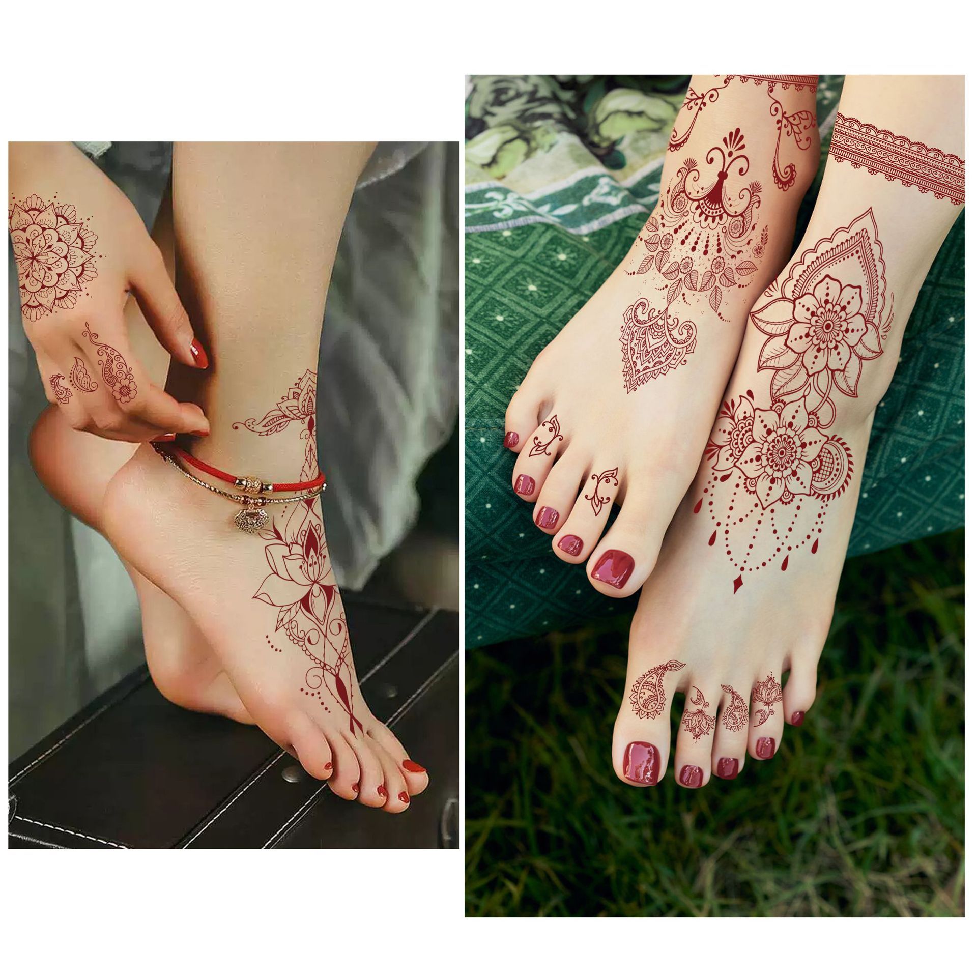 Temporary Tattoos For Women Girls, Waterproof Fake Tattoos Temporary Elephant Ganesha Lace Tattoo Kits, Lotus Mandala Flower Henna Tatoo Sticker Mandala Moon Neck Chest Arm Butterfly Party Favor