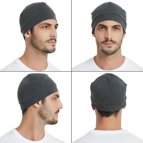 Cotton Skull Caps for Men Women, Lightweight Beanie Sleep Hats Breathable Helmet Liner