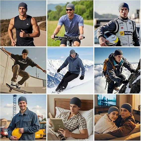 Cotton Skull Caps for Men Women, Lightweight Beanie Sleep Hats Breathable Helmet Liner