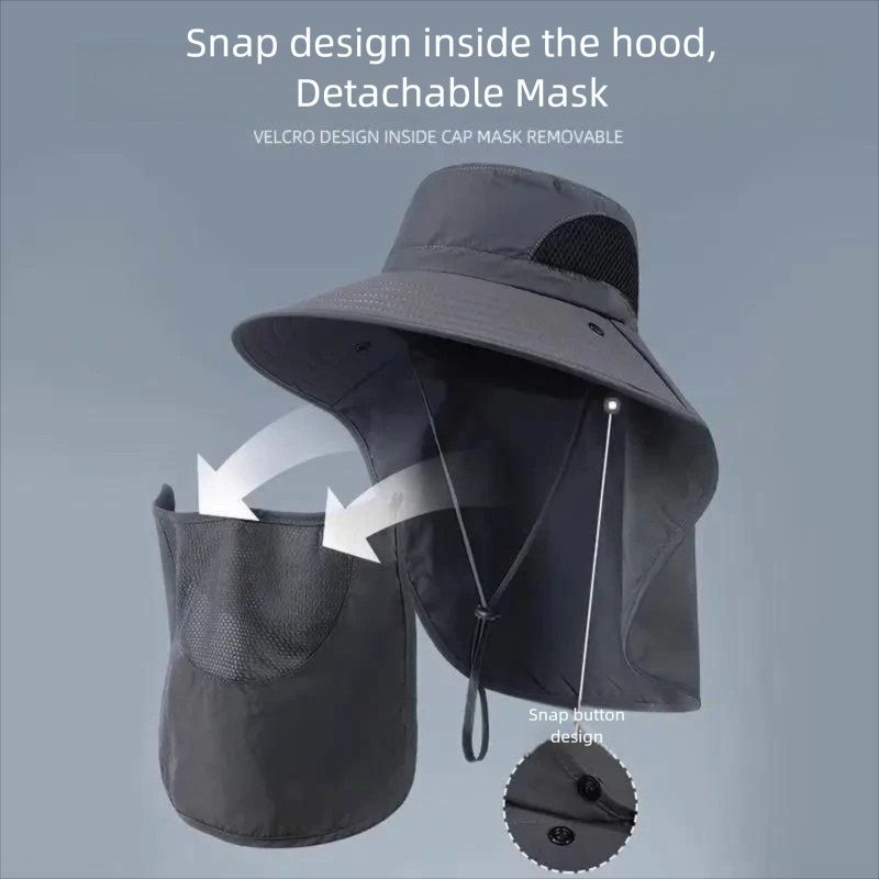 Home Prefer UPF 50+ Mens Wide Brim Fishing Hat with Neck Flap Sun Hat for Men Women Sun Protection Cap Hiking Safari Fishing Wide Brim Sun Hat, Sun Protection Beach Hat