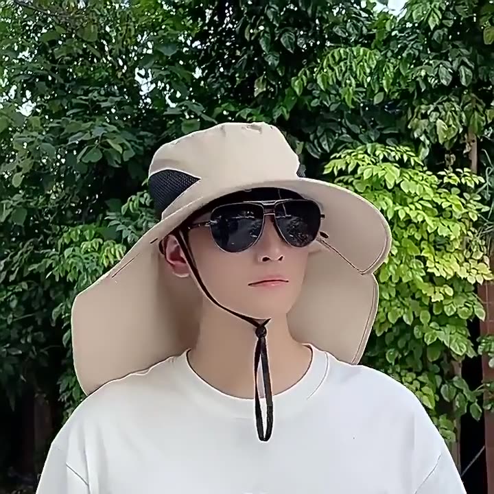 Home Prefer UPF 50+ Mens Wide Brim Fishing Hat with Neck Flap Sun Hat for Men Women Sun Protection Cap Hiking Safari Fishing Wide Brim Sun Hat, Sun Protection Beach Hat