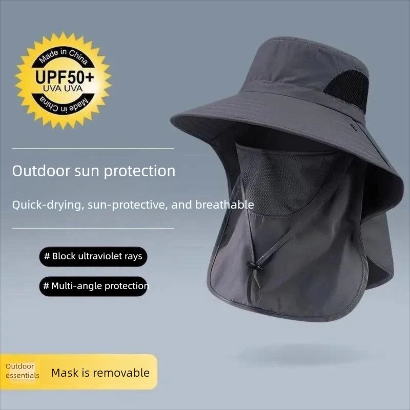 Home Prefer UPF 50+ Mens Wide Brim Fishing Hat with Neck Flap Sun Hat for Men Women Sun Protection Cap Hiking Safari Fishing Wide Brim Sun Hat, Sun Protection Beach Hat