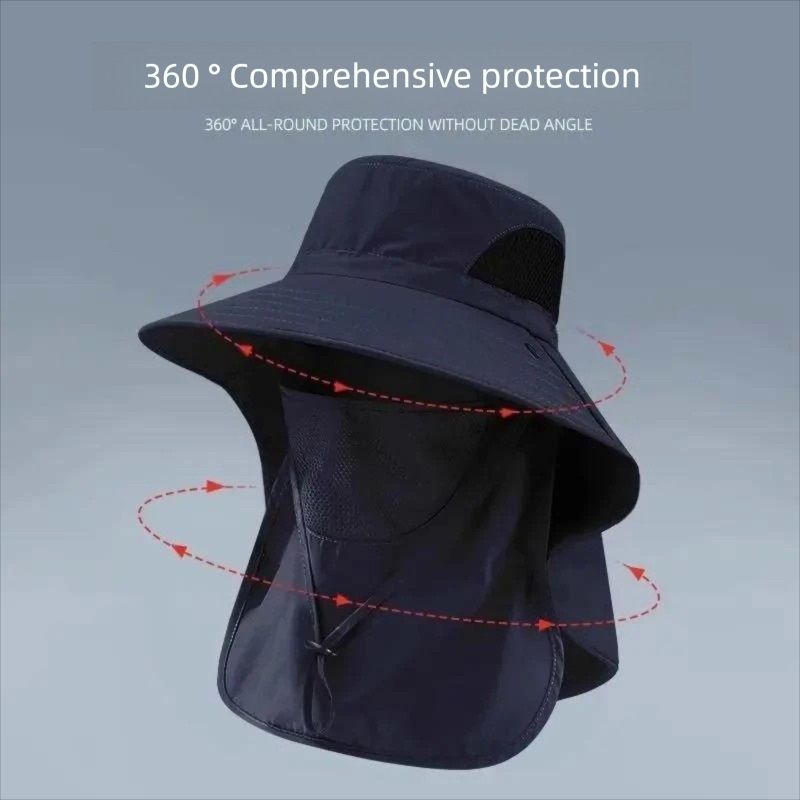 Home Prefer UPF 50+ Mens Wide Brim Fishing Hat with Neck Flap Sun Hat for Men Women Sun Protection Cap Hiking Safari Fishing Wide Brim Sun Hat, Sun Protection Beach Hat