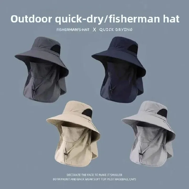 Home Prefer UPF 50+ Mens Wide Brim Fishing Hat with Neck Flap Sun Hat for Men Women Sun Protection Cap Hiking Safari Fishing Wide Brim Sun Hat, Sun Protection Beach Hat