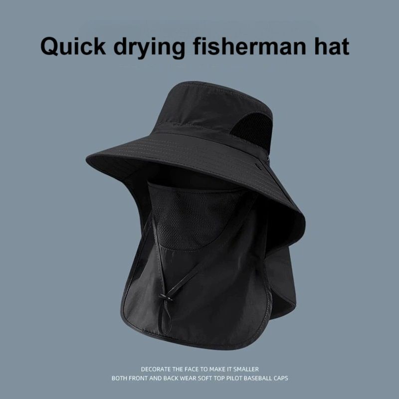 Home Prefer UPF 50+ Mens Wide Brim Fishing Hat with Neck Flap Sun Hat for Men Women Sun Protection Cap Hiking Safari Fishing Wide Brim Sun Hat, Sun Protection Beach Hat