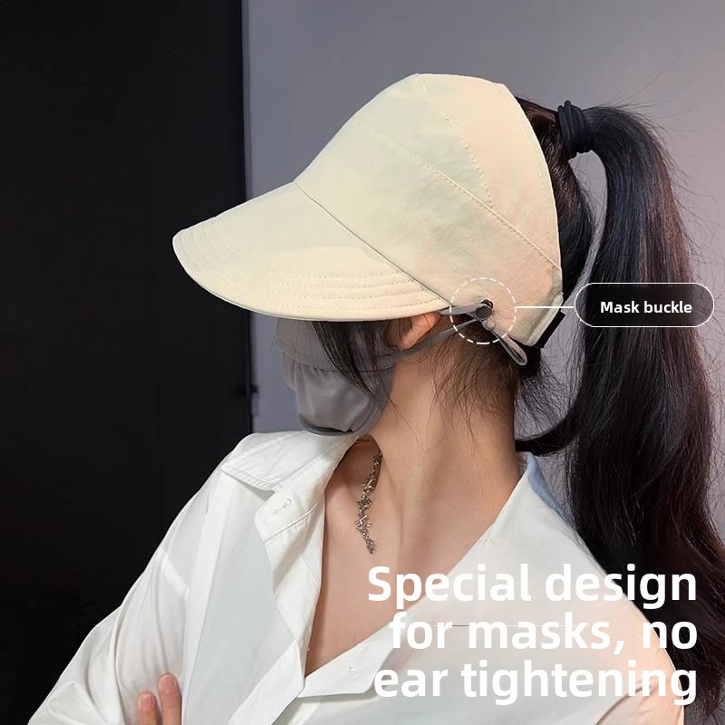 Women's Sun Visor Hat, Wide Brim UV Protection, Packable Ponytail Beach Hat, Summer Sports Golf Cap Hiking Fishing Hats